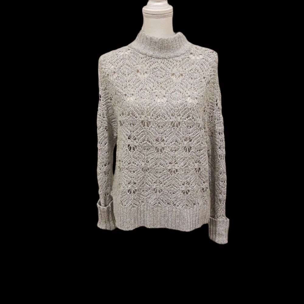 AEO American Eagle Sweater Light Gray Size Large Mock Collar